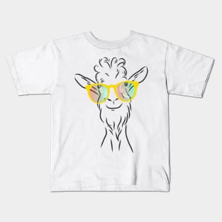 cheerful goat in fashionable glasses Kids T-Shirt